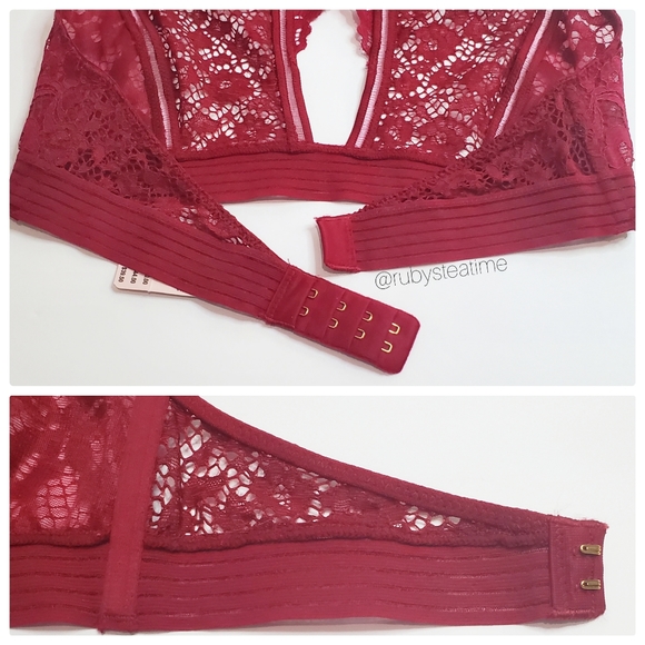 VICTORIA'S SECRET Very Sexy Floral Lace Halter Bralette -Red, Small,New with Tag - Picture 6 of 8